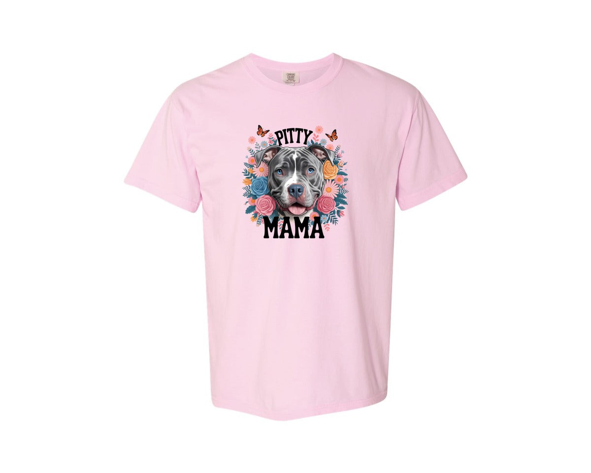brand:Comfort Colors|color:Blossom|Pitty Mama Cute Pitbull Dog Graphic T-Shirt