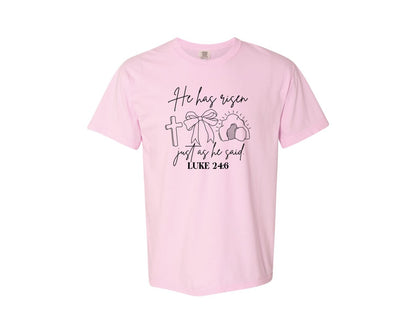 brand:Comfort Colors|color:Blossom|He Has Risen Graphic T-Shirt