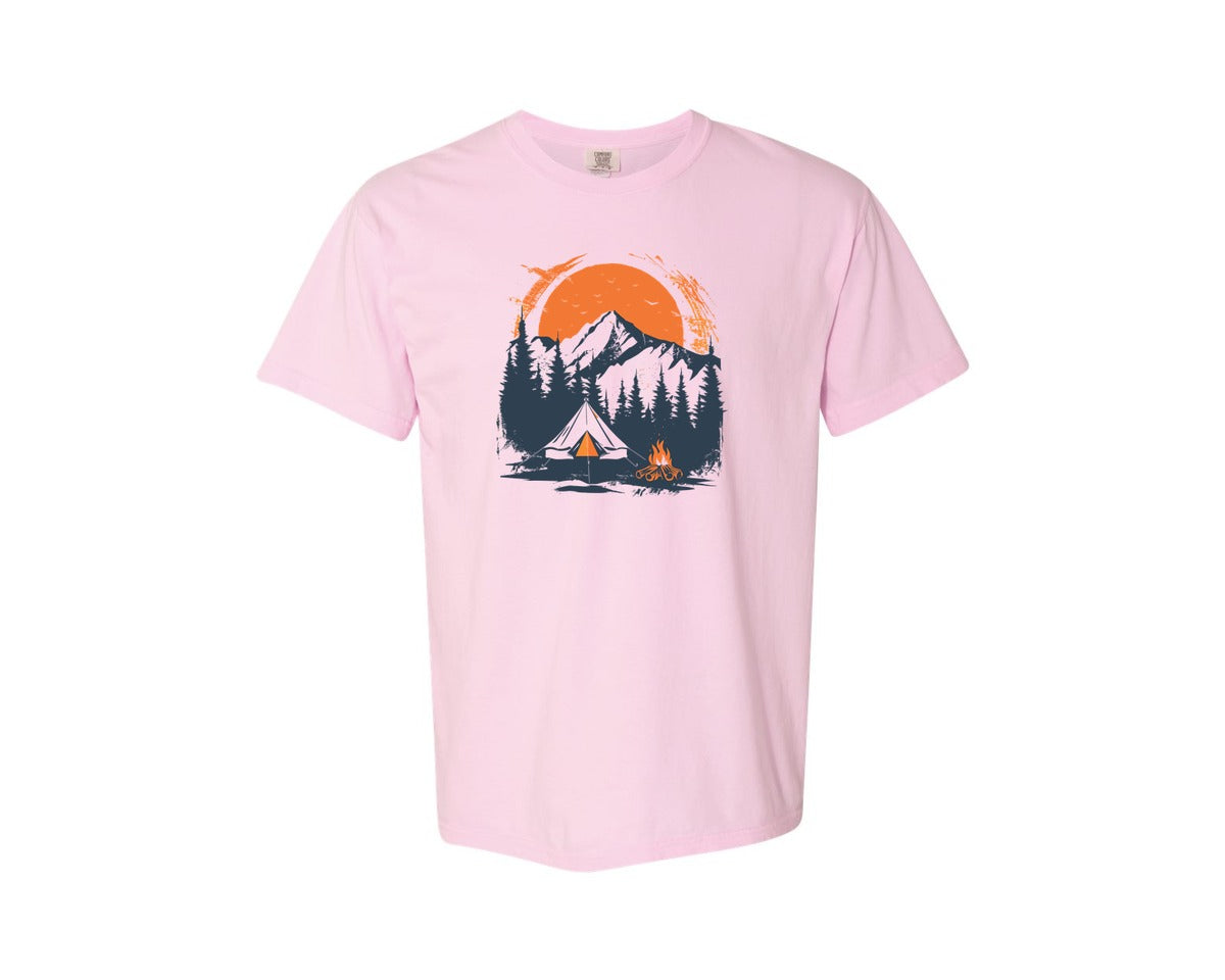 brand:Comfort Colors|color:Blossom|Sunset Camping Adventure T Shirt Design 3 Graphic T-Shirt