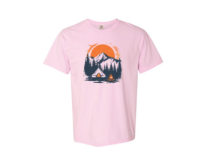 brand:Comfort Colors|color:Blossom|Sunset Camping Adventure T Shirt Design 3 Graphic T-Shirt