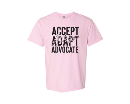 brand:Comfort Colors|color:Blossom|Accept Adapt Advocate Autism Graphic T-Shirt