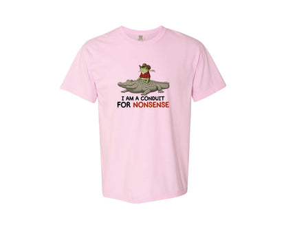 brand:Comfort Colors|color:Blossom|I Am A Conduit For Nonsense Frog And All Graphic T-Shirt