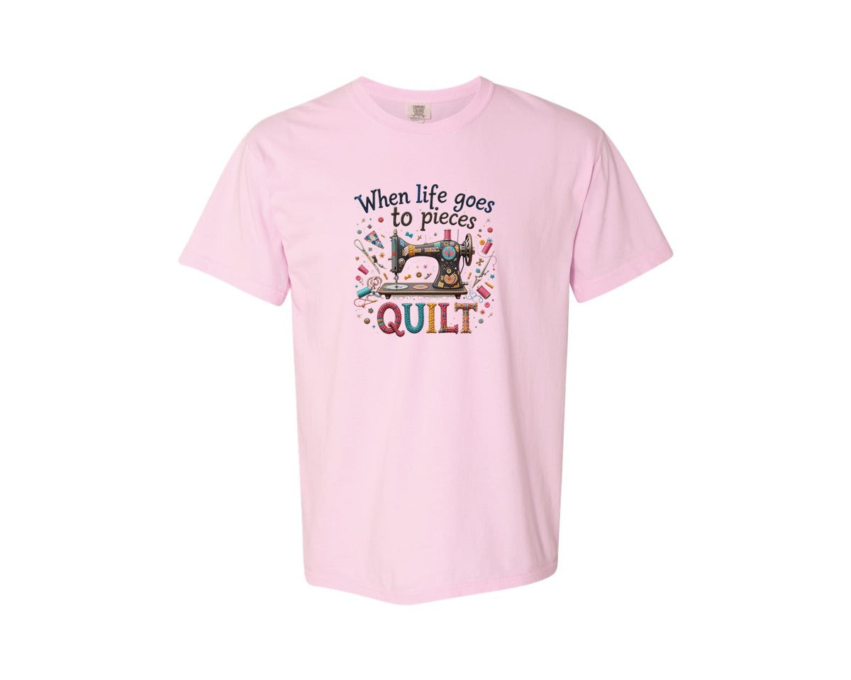 brand:Comfort Colors|color:Blossom|Quilting When Life Goes To Pieces Graphic T-Shirt