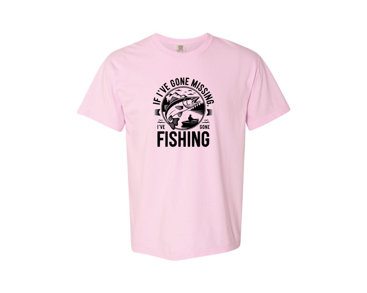 brand:Comfort Colors|color:Blossom|If Ive Gone Missing Ive Gone Fishing T Graphic T-Shirt