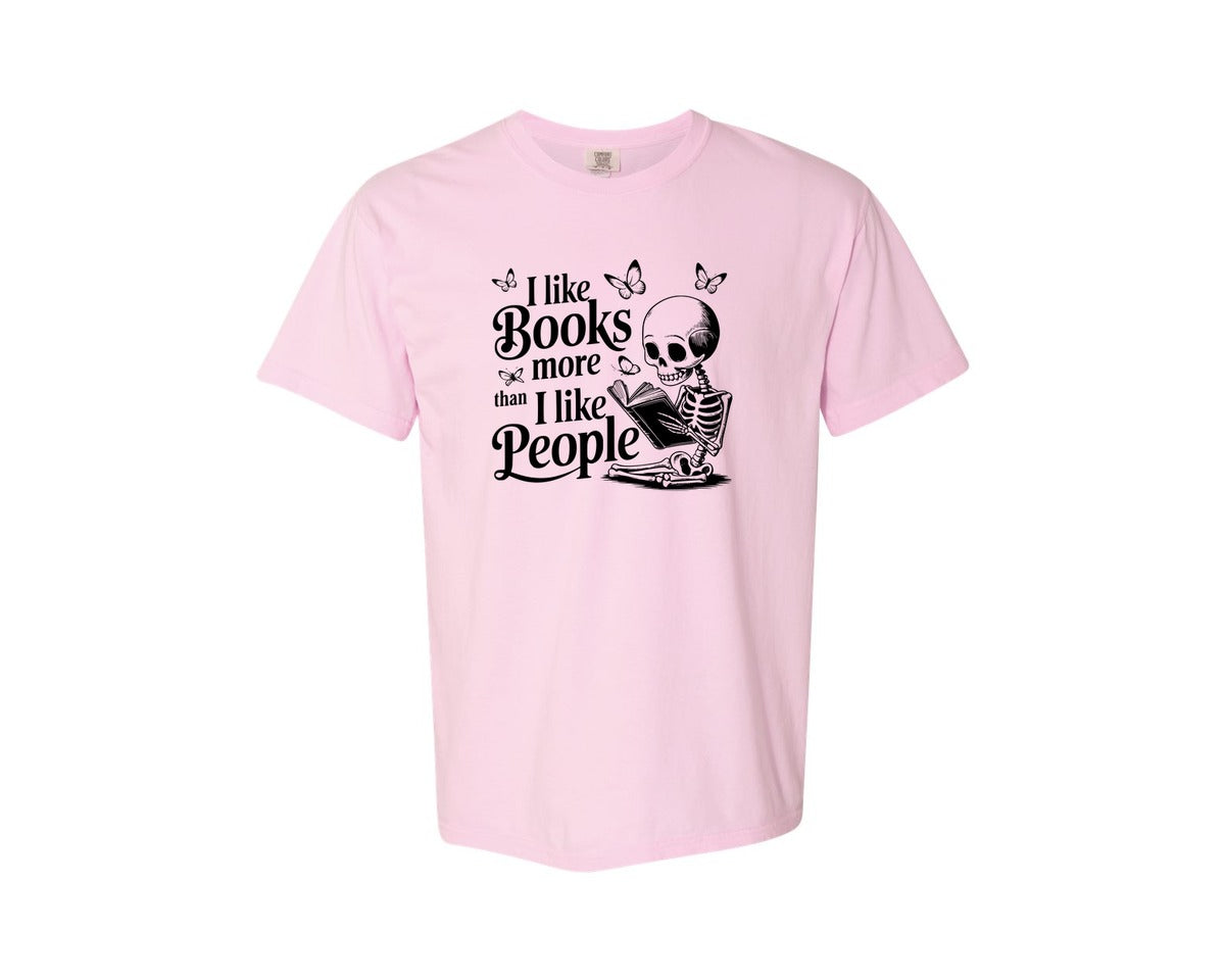 brand:Comfort Colors|color:Blossom|I Like Books More Than I Like People 3 Graphic T-Shirt