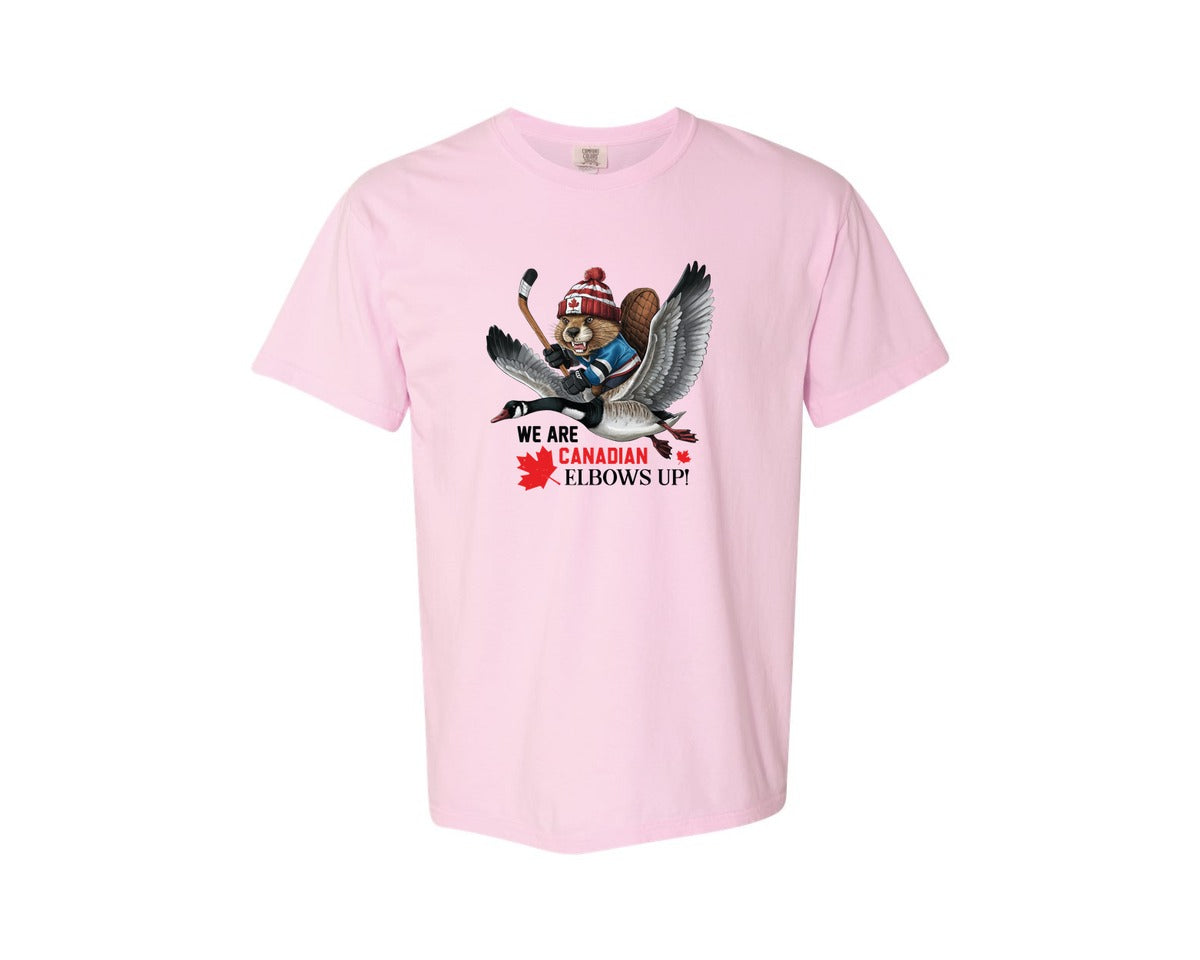 brand:Comfort Colors|color:Blossom|We Are Canada Elbows Up 2 Graphic T-Shirt