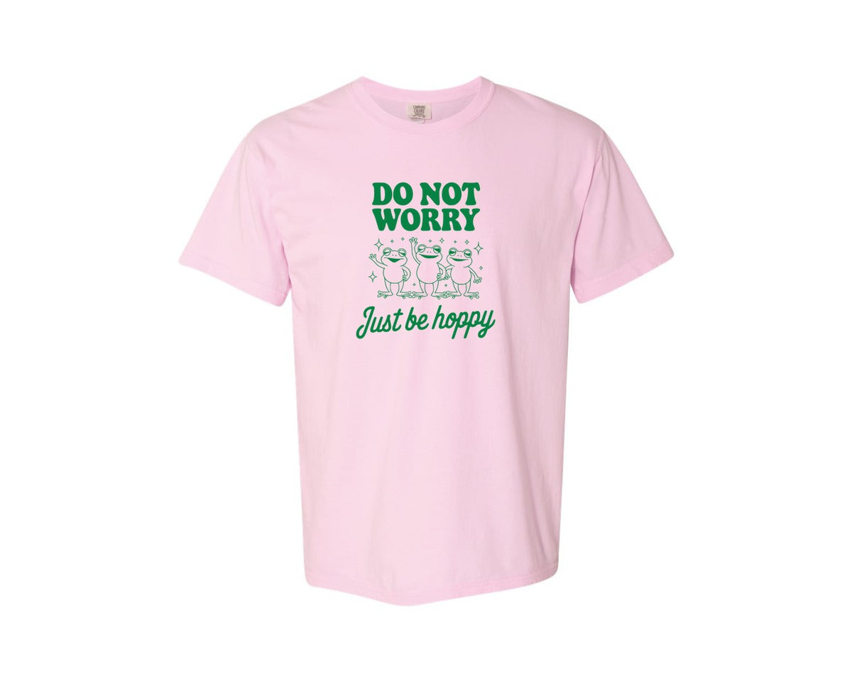 brand:Comfort Colors|color:Blossom|Do Not Worry Just Be Hoppy Frog T Shirt 2 Graphic T-Shirt