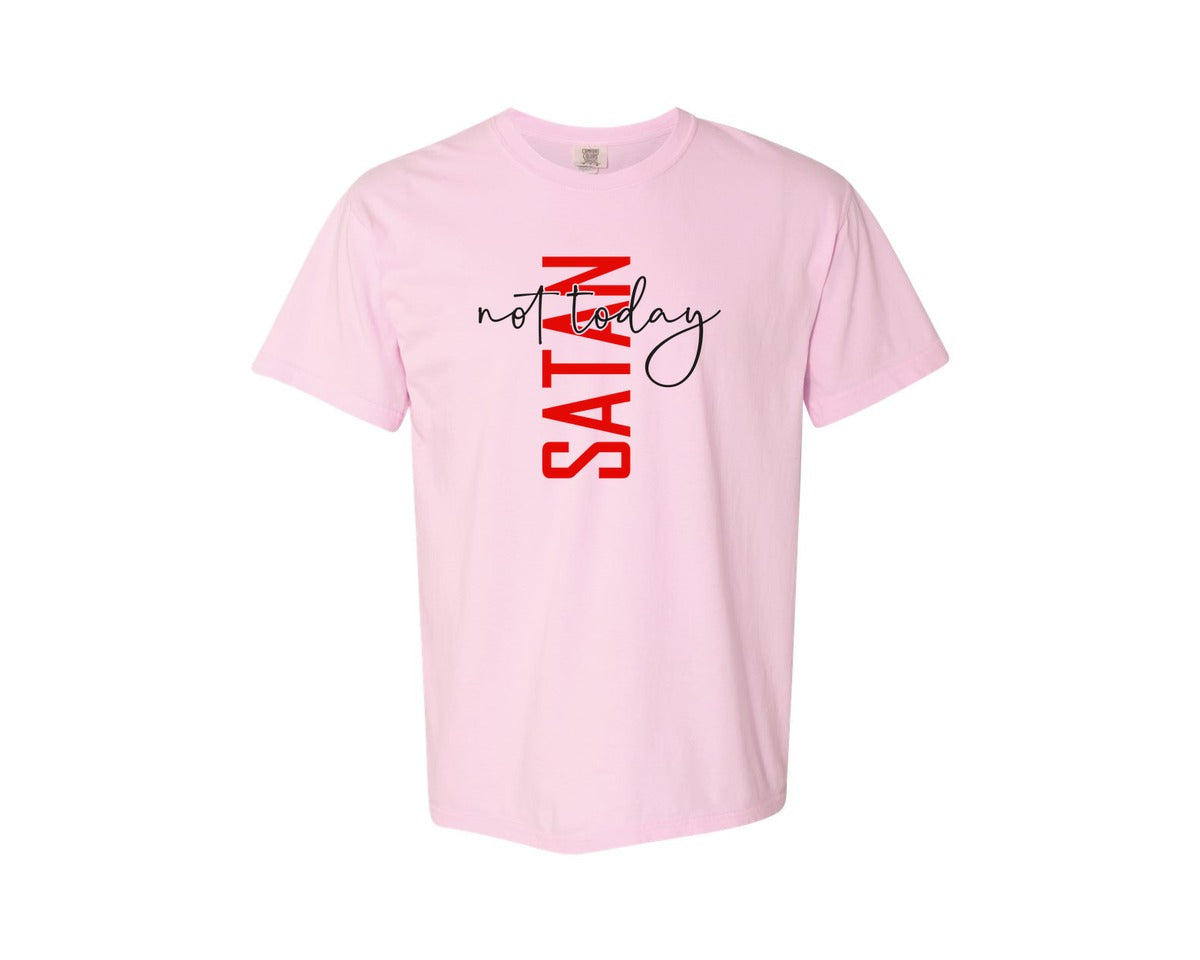 brand:Comfort Colors|color:Blossom|Not Today Satan Shirt Design Graphic T-Shirt