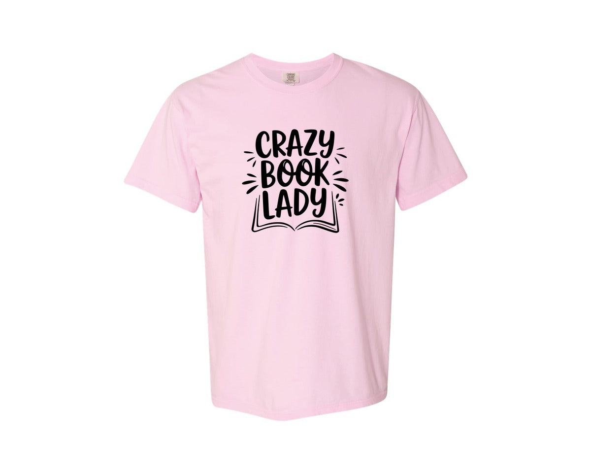 brand:Comfort Colors|color:Blossom|Crazy Book Lady T Shirt Design 4 Graphic T-Shirt