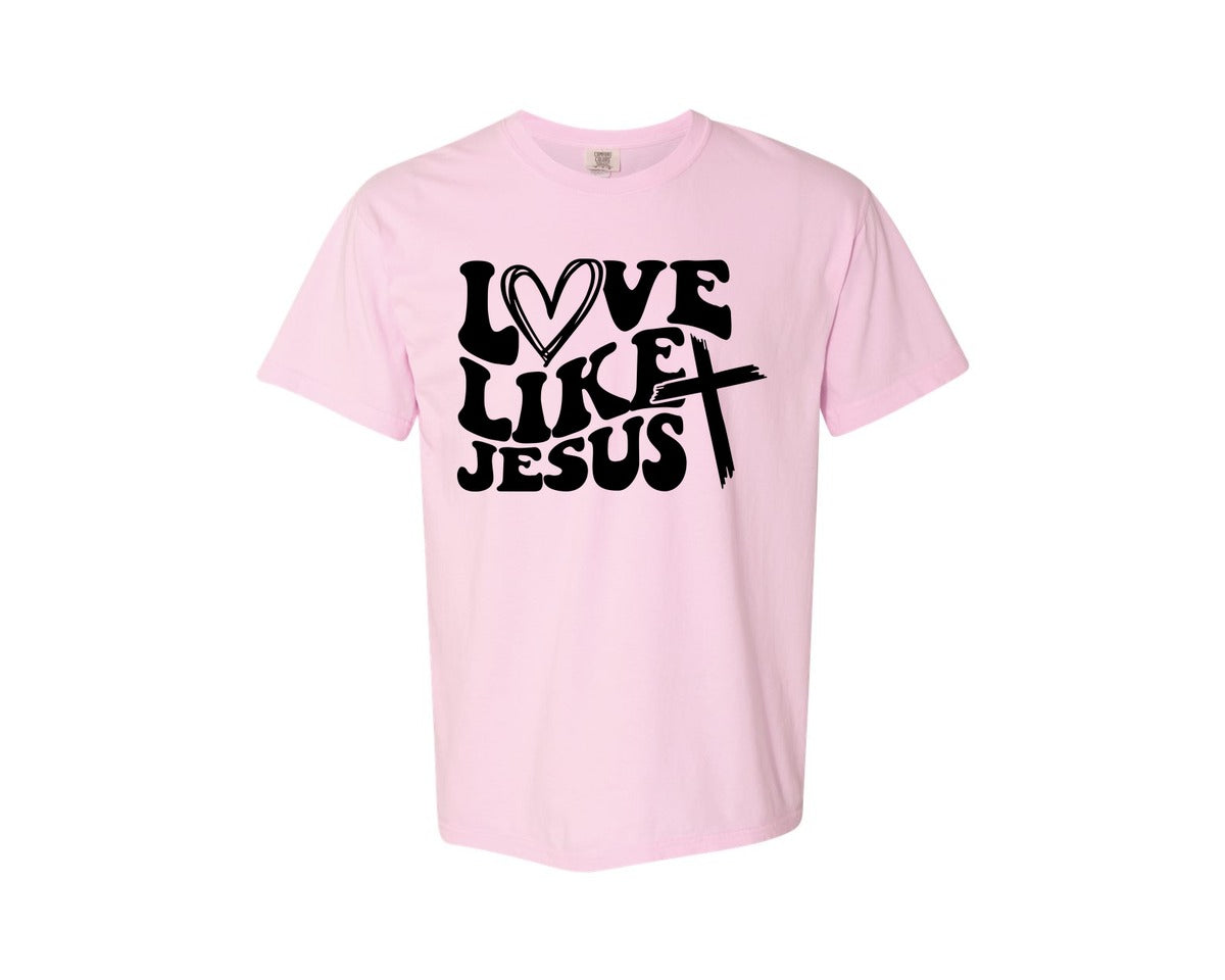 brand:Comfort Colors|color:Blossom|Love Like Jesus Wavy 2 Graphic T-Shirt