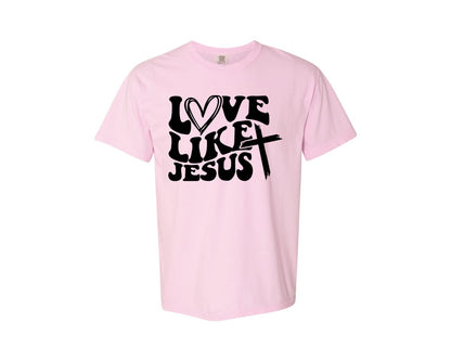 brand:Comfort Colors|color:Blossom|Love Like Jesus Wavy 2 Graphic T-Shirt