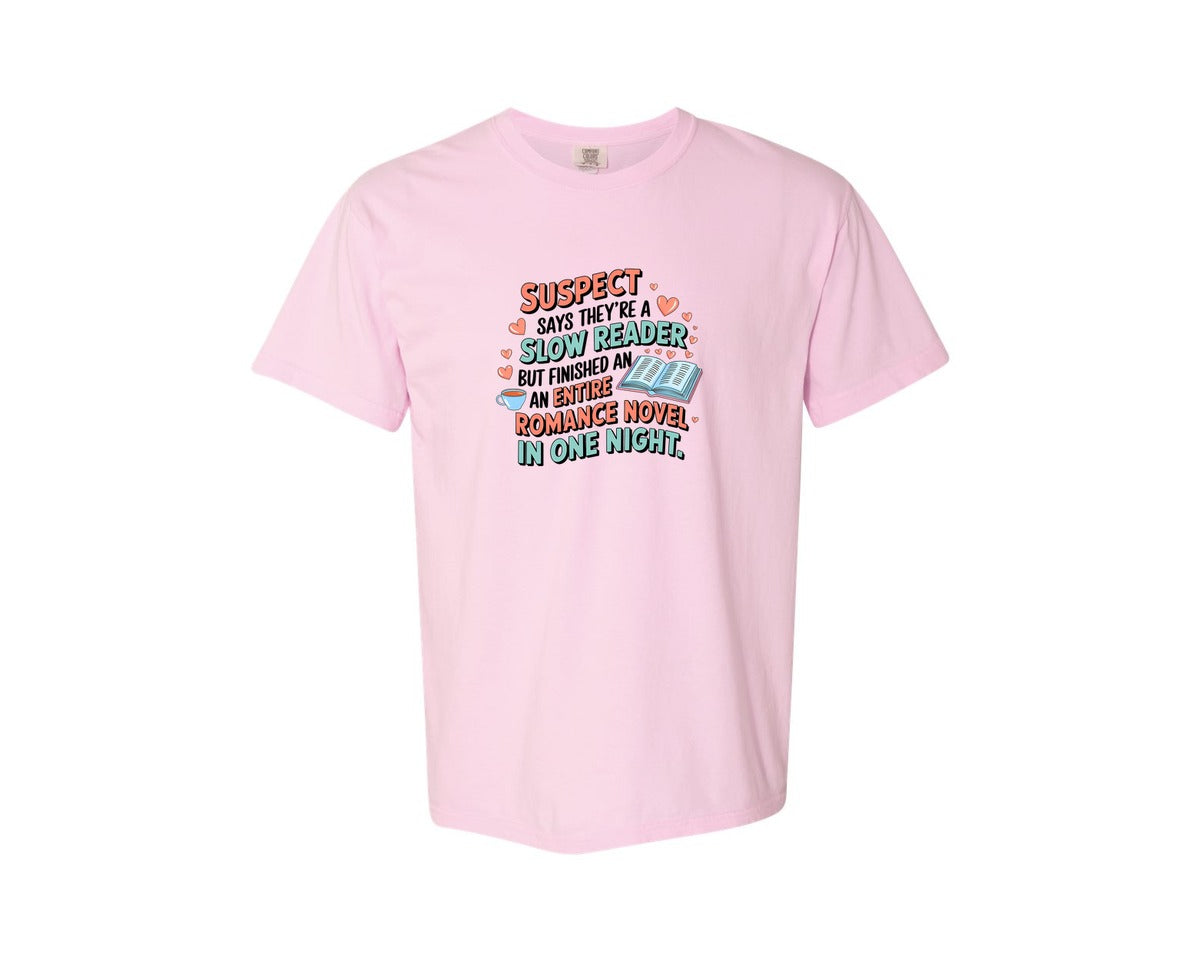 brand:Comfort Colors|color:Blossom|Suspect Claims Reading Lover Bookish 2 Graphic T-Shirt