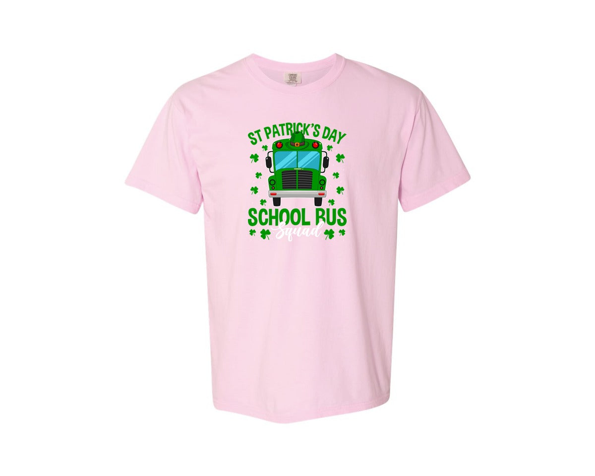 brand:Comfort Colors|color:Blossom|St Patricks Day School Bus Squad School 2 Graphic T-Shirt