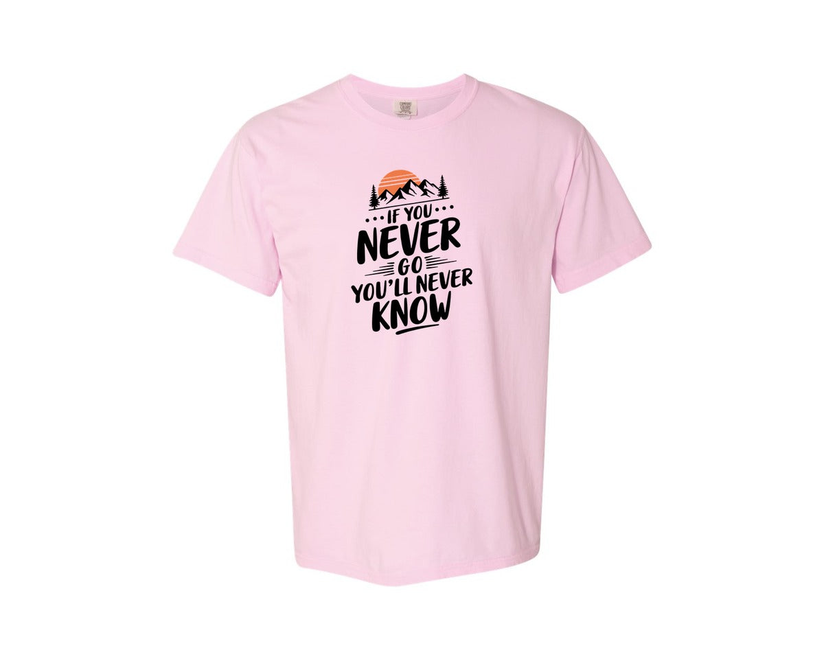 brand:Comfort Colors|color:Blossom|If You Never Go Youll Never Know 3 Graphic T-Shirt