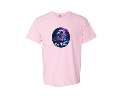 brand:Comfort Colors|color:Blossom|Astronaut Tea Time In Space T Shirt Graphic T-Shirt