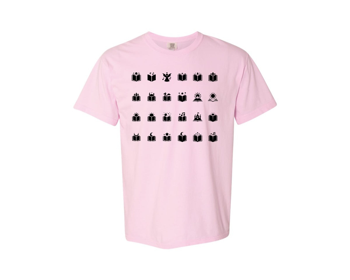 brand:Comfort Colors|color:Blossom|Open Book With Fantasy Graphic T-Shirt