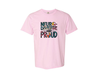 brand:Comfort Colors|color:Blossom|Neuro Diverse And Proud Autism Shirt Graphic T-Shirt