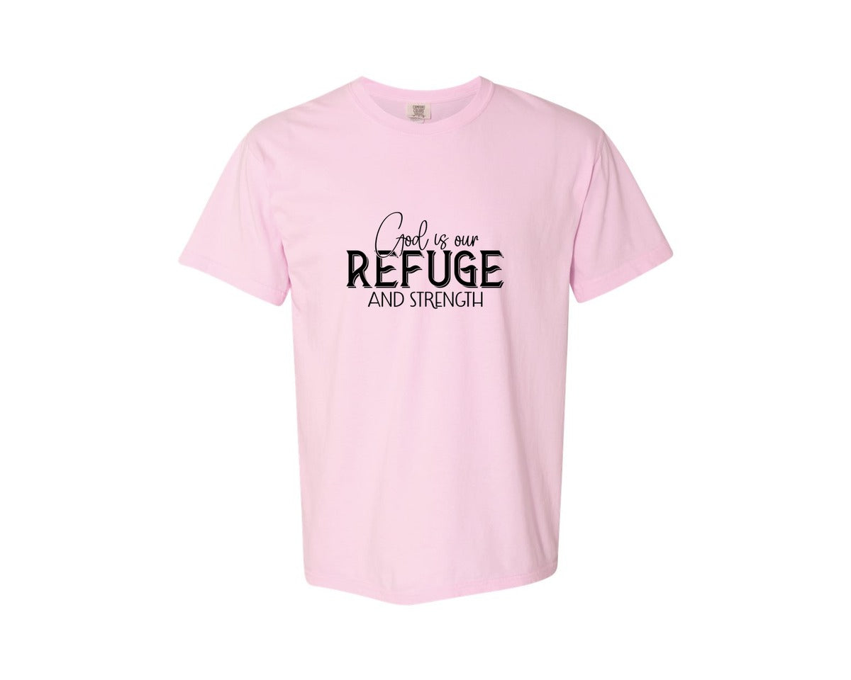 brand:Comfort Colors|color:Blossom|God Is Our Refuge And Strength Sleeve Sv Graphic T-Shirt