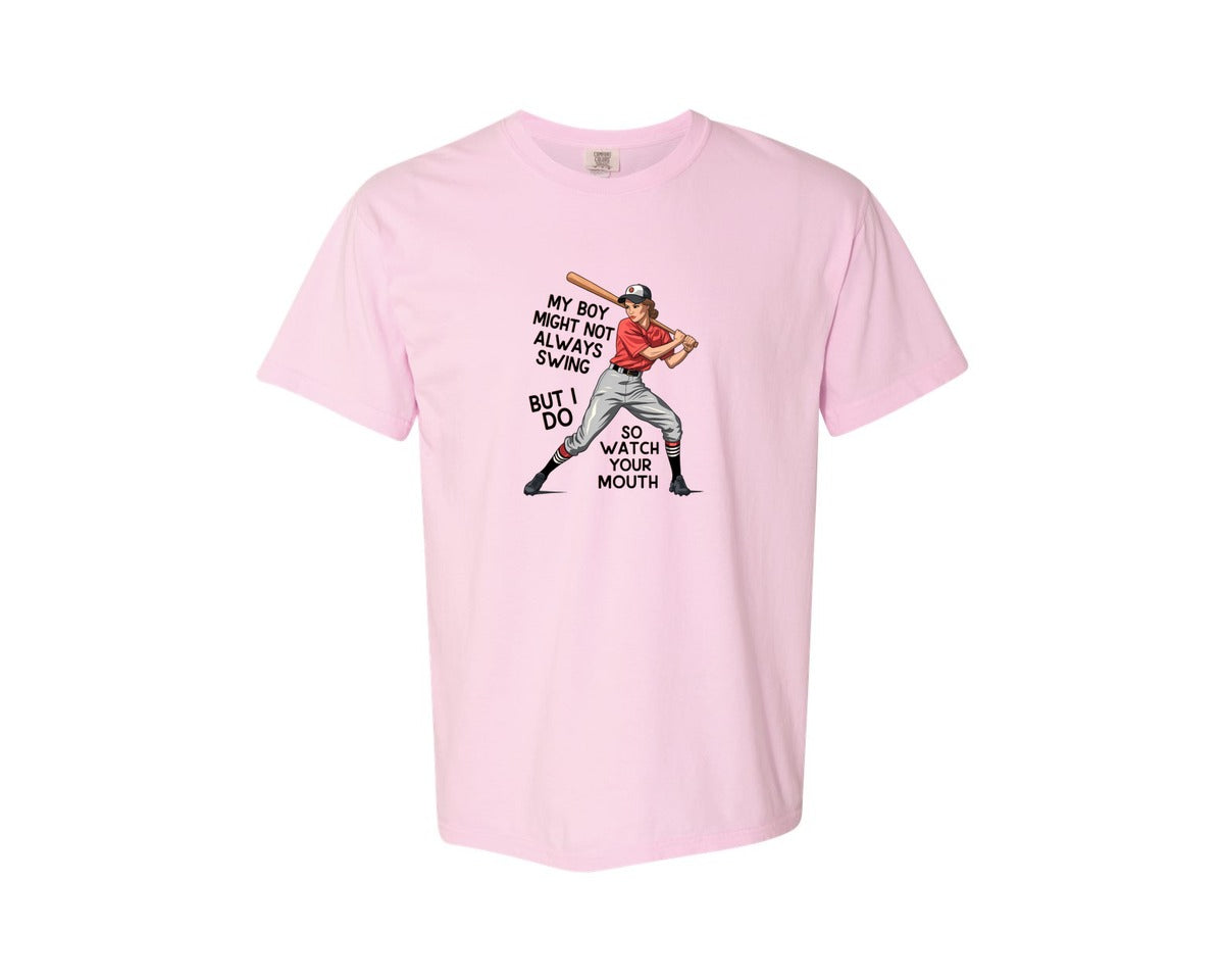 brand:Comfort Colors|color:Blossom|Baseball Mom Funny Softball 3 Graphic T-Shirt