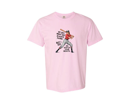 brand:Comfort Colors|color:Blossom|Baseball Mom Funny Softball 3 Graphic T-Shirt