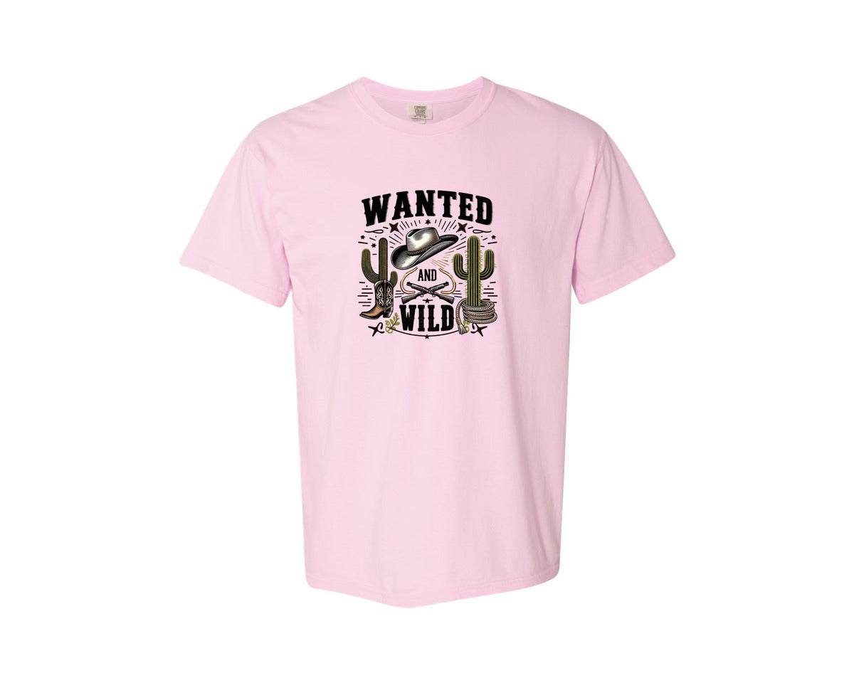brand:Comfort Colors|color:Blossom|Western Wanted And Wild T Shirt Graphic T-Shirt