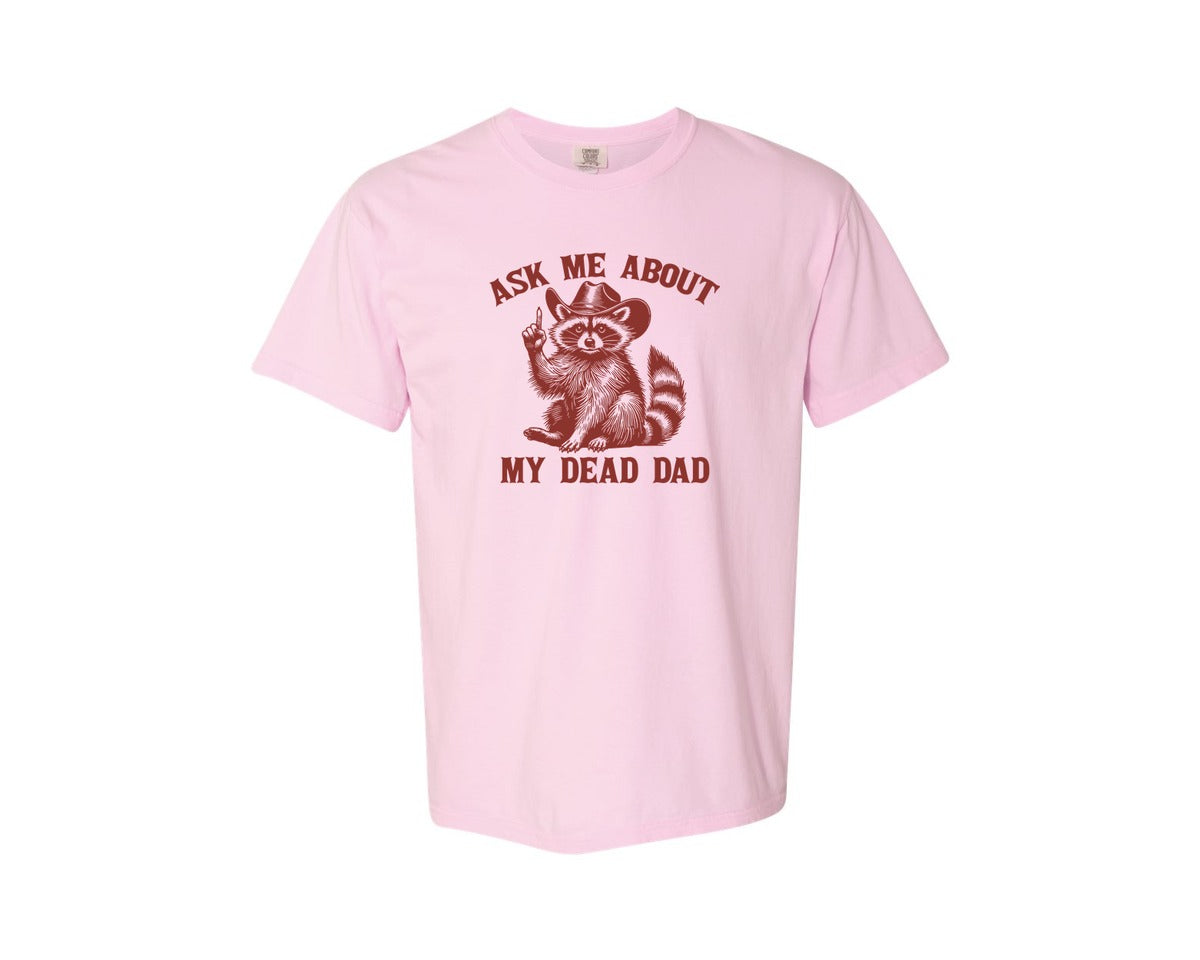 brand:Comfort Colors|color:Blossom|Dead Dad Club Unhinged Meme Raccoon Graphic T-Shirt