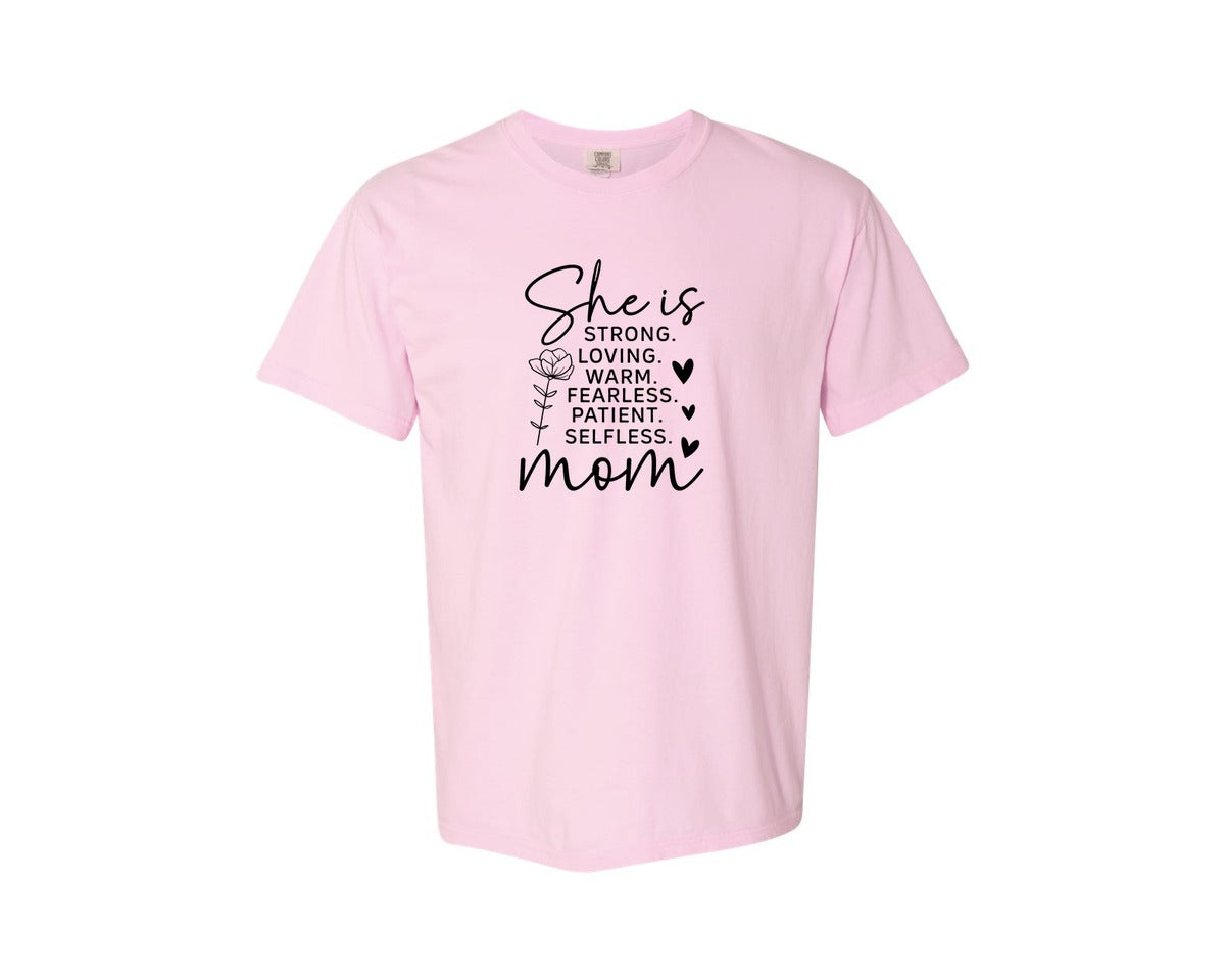 brand:Comfort Colors|color:Blossom|She Is Strong Loved Mama Graphic T-Shirt