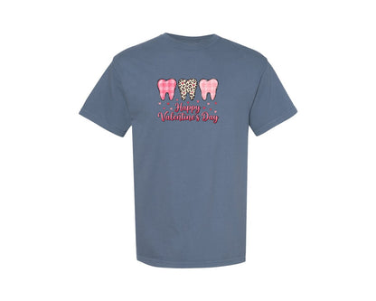 brand:Comfort Colors|color:Blue Jean|Happy Valentines Day Teeth Graphic T-Shirt
