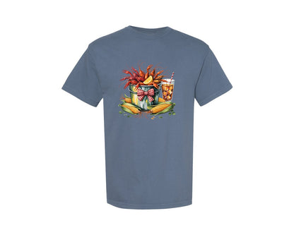 brand:Comfort Colors|color:Blue Jean|Seafood Boil Crawfish Shrimp Corn Lemon Graphic T-Shirt