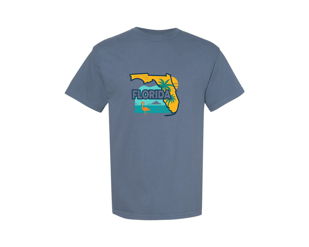 brand:Comfort Colors|color:Blue Jean|Florida State Map 2 Graphic T-Shirt