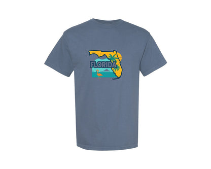 brand:Comfort Colors|color:Blue Jean|Florida State Map 2 Graphic T-Shirt