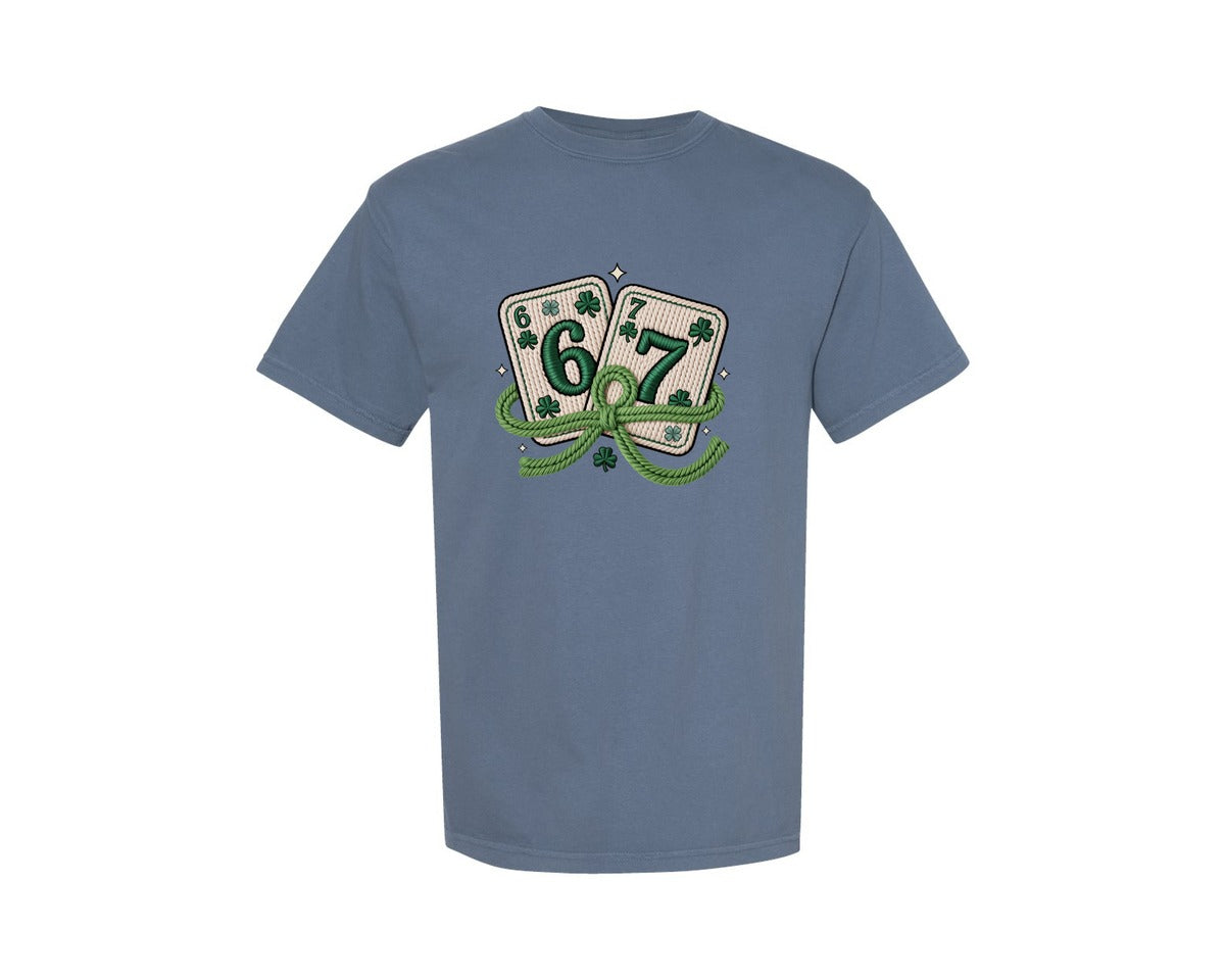 brand:Comfort Colors|color:Blue Jean|Funny 6 7 Cards St Patricks Day Graphic T-Shirt