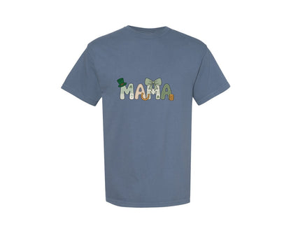 brand:Comfort Colors|color:Blue Jean|Mama St Patricks Day St Patrick Graphic T-Shirt