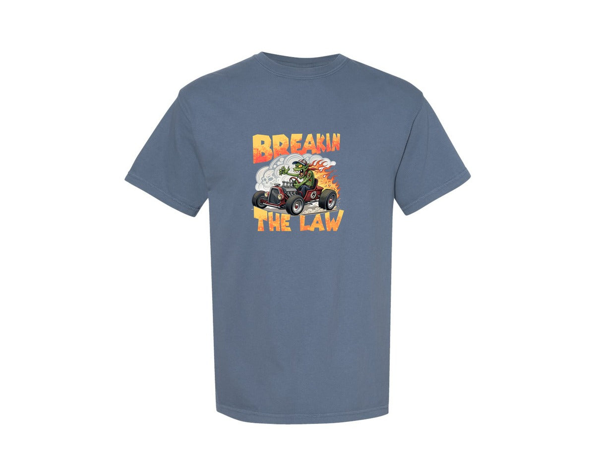 brand:Comfort Colors|color:Blue Jean|Breakin The Law T Shirt Design Graphic T-Shirt