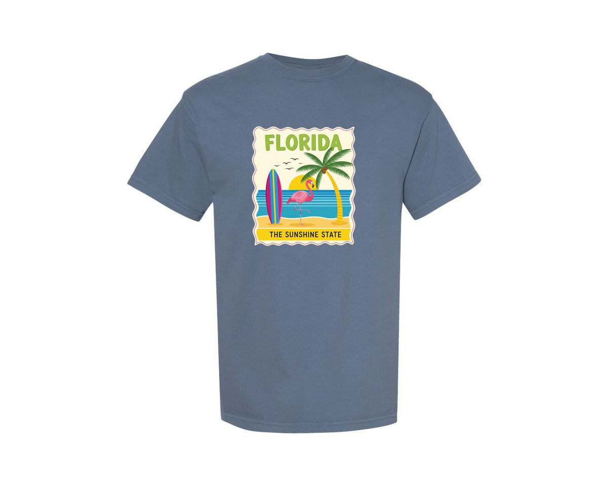 brand:Comfort Colors|color:Blue Jean|Florida The Sunshine State Graphic T-Shirt