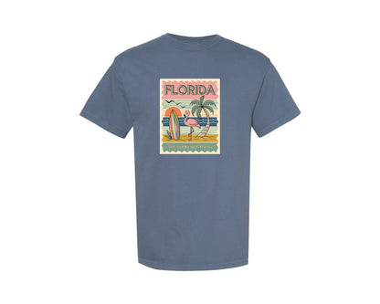 brand:Comfort Colors|color:Blue Jean|Summer Florida Girls Tirp Retro Travel 2 Graphic T-Shirt