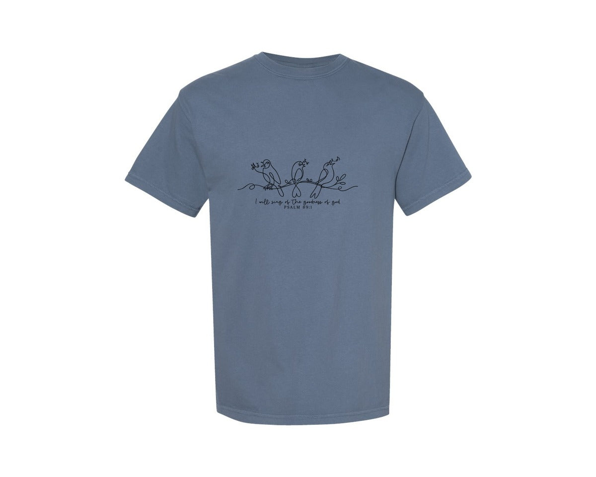 brand:Comfort Colors|color:Blue Jean|Goodness Of God Continuous Line Art Graphic T-Shirt