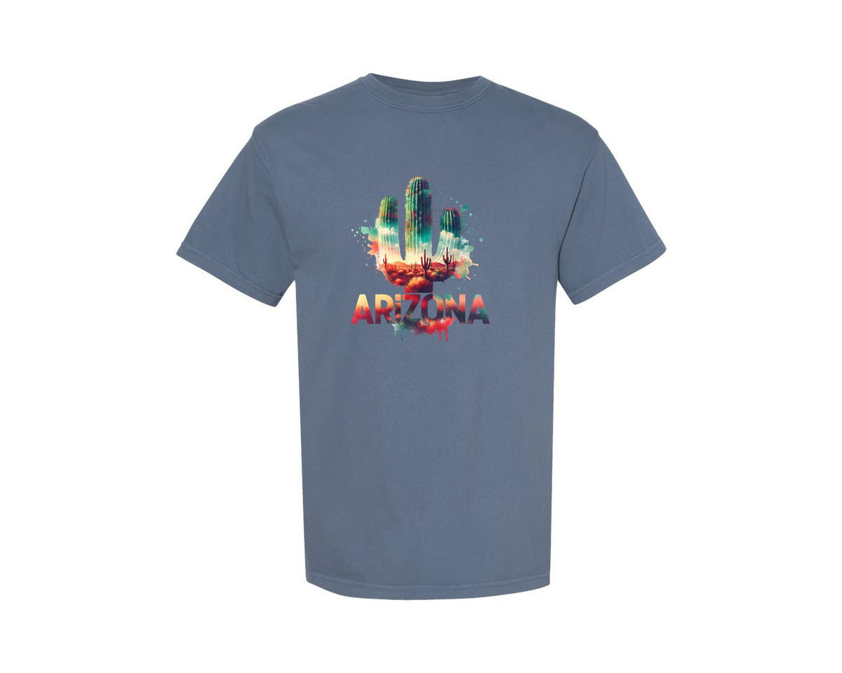 brand:Comfort Colors|color:Blue Jean|Arizona Cactus Desert Graphic T-Shirt