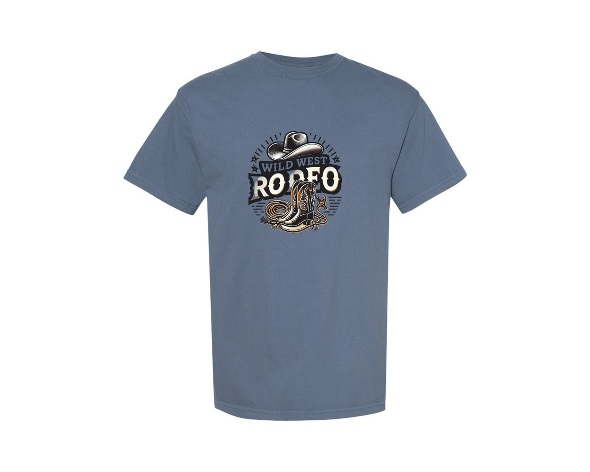 brand:Comfort Colors|color:Blue Jean|Western Wild West Rodeo T Shirt Graphic T-Shirt