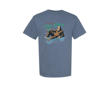 brand:Comfort Colors|color:Blue Jean|Life Is Better At The Lake Bigfoot Shirt Graphic T-Shirt