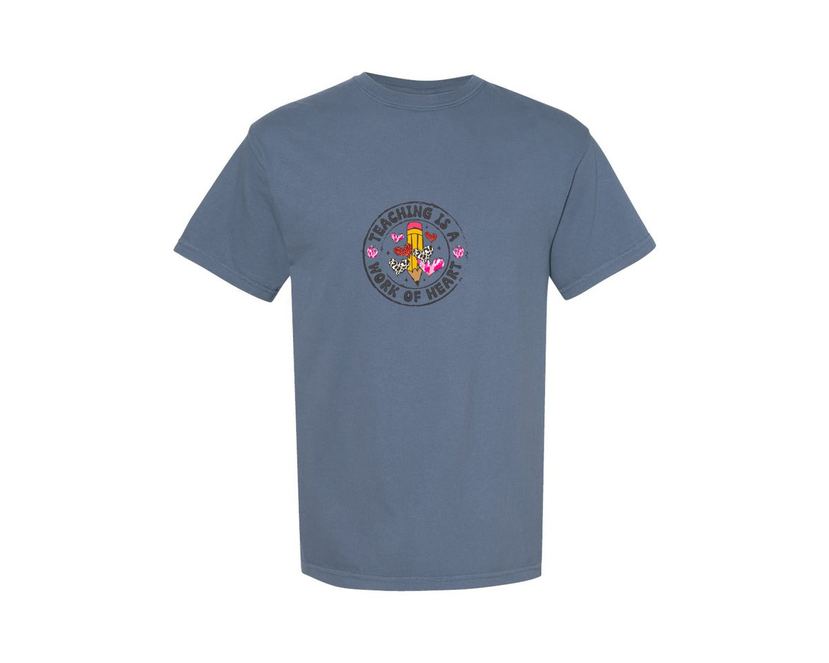 brand:Comfort Colors|color:Blue Jean|Valentine Teacher Coquette Pencil 3 Graphic T-Shirt