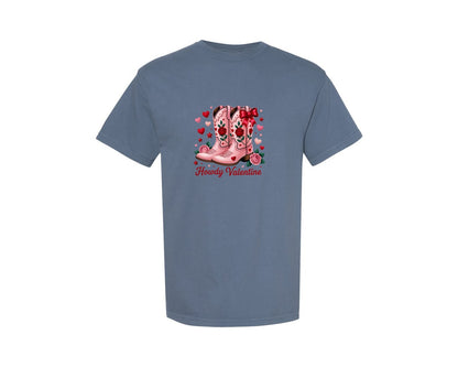 brand:Comfort Colors|color:Blue Jean|Latch Hook Yarn Howdy Valentine Day Graphic T-Shirt