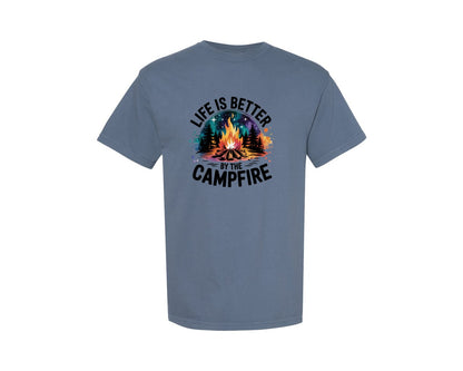 brand:Comfort Colors|color:Blue Jean|Life Is Better By The Campfire 26 Graphic T-Shirt