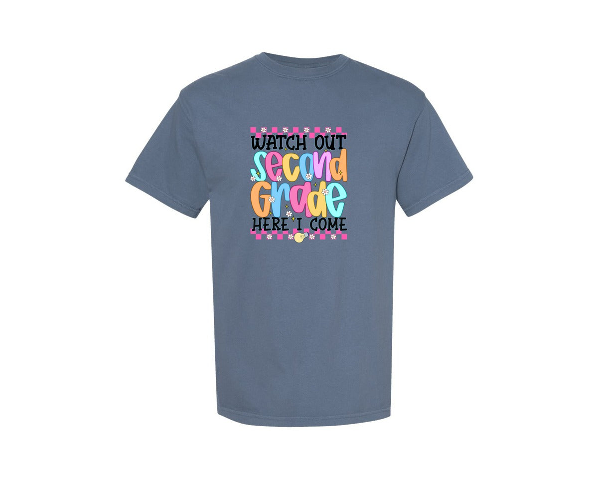 brand:Comfort Colors|color:Blue Jean|Watch Out Back To School Grade Shirt Graphic T-Shirt