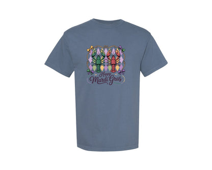 brand:Comfort Colors|color:Blue Jean|Happy Mardi Gras Mardi Gras 2 Graphic T-Shirt
