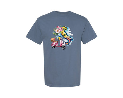 brand:Comfort Colors|color:Blue Jean|Italy Map Flowers Vacation Holiday Graphic T-Shirt