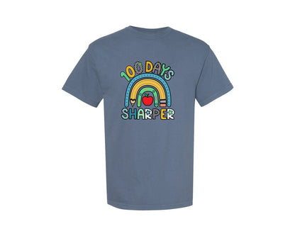 brand:Comfort Colors|color:Blue Jean|100 Days Of School 100 Days Brighter Graphic T-Shirt