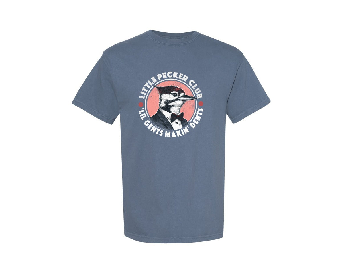 brand:Comfort Colors|color:Blue Jean|Little Pecker Club Lil Gents Makin Dents Graphic T-Shirt