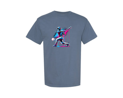 brand:Comfort Colors|color:Blue Jean|Baseball Player Ice Cream Drip Baseball Graphic T-Shirt
