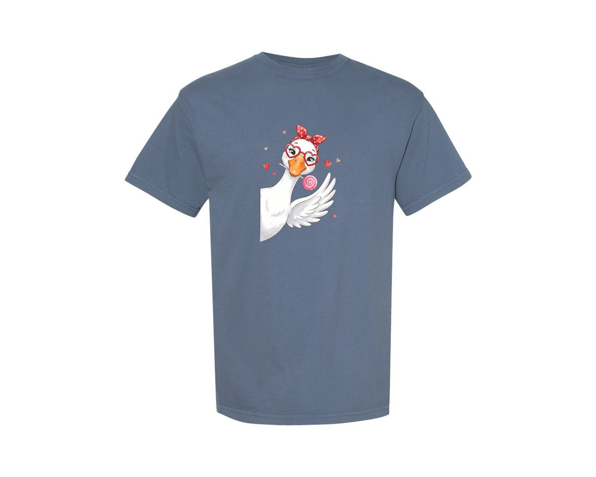 brand:Comfort Colors|color:Blue Jean|Cute Goose Valentines Day Graphic T-Shirt